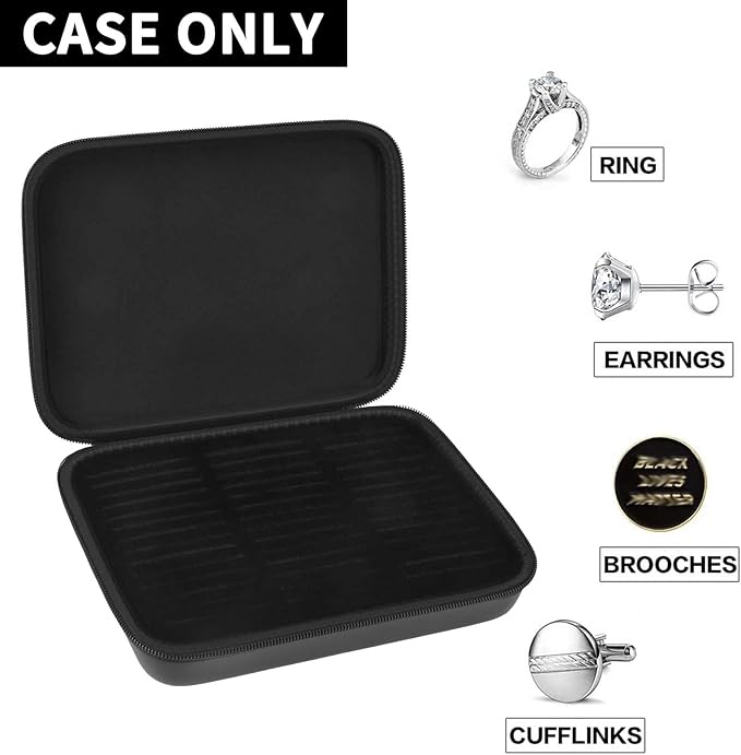 GWCASE Ring Organizer Storage Case - Jewelry Ring Display Collector Box with 42 Slots. Rings Tray Holder Showcase Fits for 50+ Rings, Earrings, Brooches and Cufflinks (Box Only)-Dark