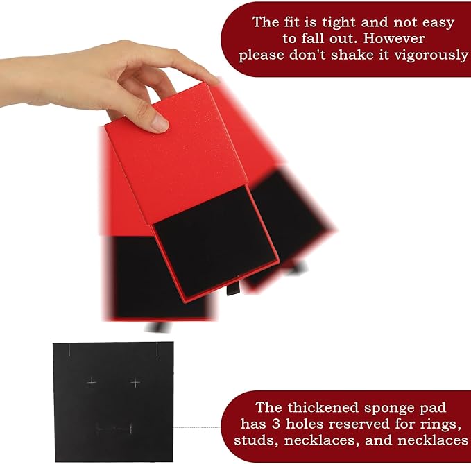 Nsmykhg Jewelry Gift Box Velvet-Lined,12 Pack Compact Drawer Style for Earrings & Rings, Necklace & Bracelet Organizer, 3.93x3.93x1.65 Inches, Stackable Elegant Jewelry Display & Storage Box (Red)