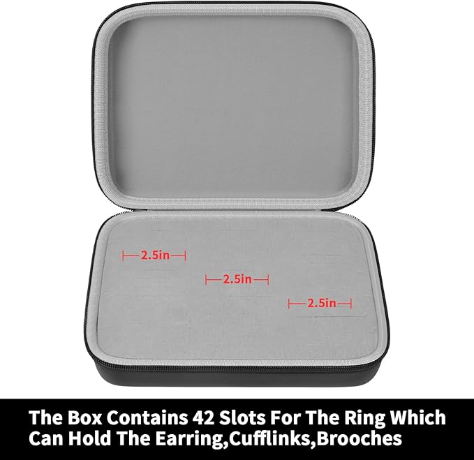 GWCASE Ring Organizer Storage Case - Jewelry Ring Display Collector Box with 42 Slots. Rings Tray Holder Showcase Fits for 50+ Rings, Earrings, Brooches and Cufflinks (Box Only)-Black