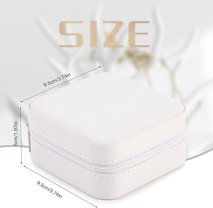 Neveika Jewelry Box with Mirror,Small Jewelry Organizer Box，Travel Jewelry Case for Women，Gift Jewelry Boxes for Female Girls (mirror white)