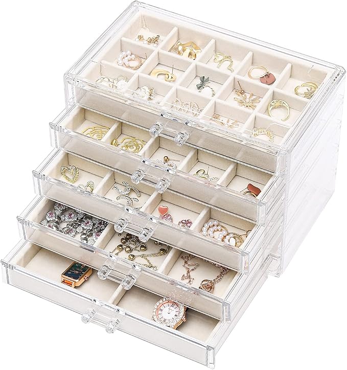 Cq acrylic Jewelry Organizer With 5 Drawers