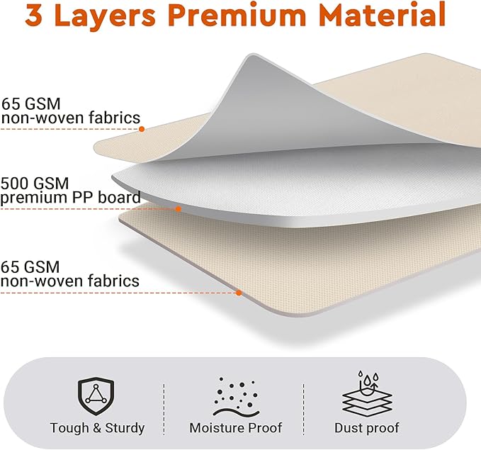 StorageTastic 4 Pack Bed Sheet Closet Organizers and Storage,Sturdy Foldable Storage Containers with Window and Label,Storage and Organization for Bedding Sheets,Duvet Covers,Blankets (Beige)