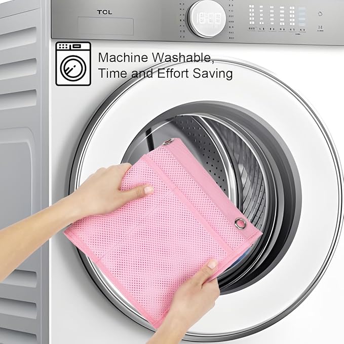 GYEUKHAM Hanging Mesh Shower Caddy for Bathroom - Quick Drying Portable Shower Organizer with Multiple Pockets for Soap,Shampoo and Cruise Ship Essentials Saving Bathroom Storage,Pink,1 Pack