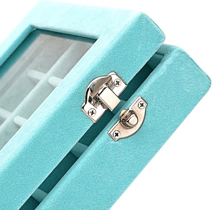 24 Grids Velvet Glass Ring Earrings Jewelry Box Earrings Organiser Storage Holder Display Case