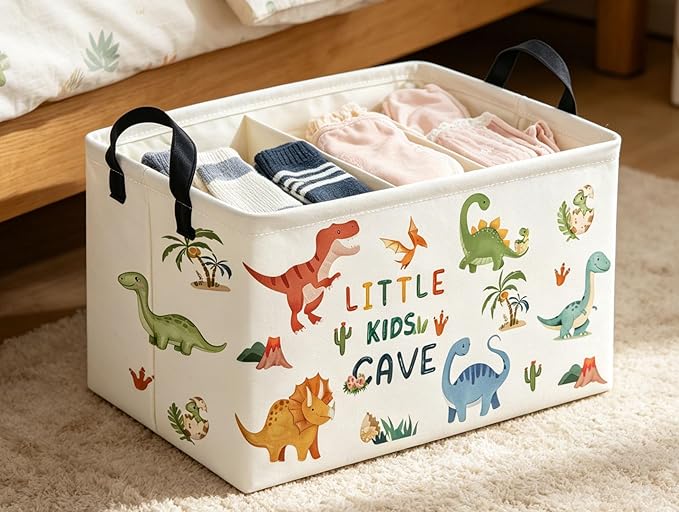Rectangular Kids Baskets Dinosaur Basket Cute Storage Bins Organizer Box Boys Room Decor for Home.(Coco dinosaur)
