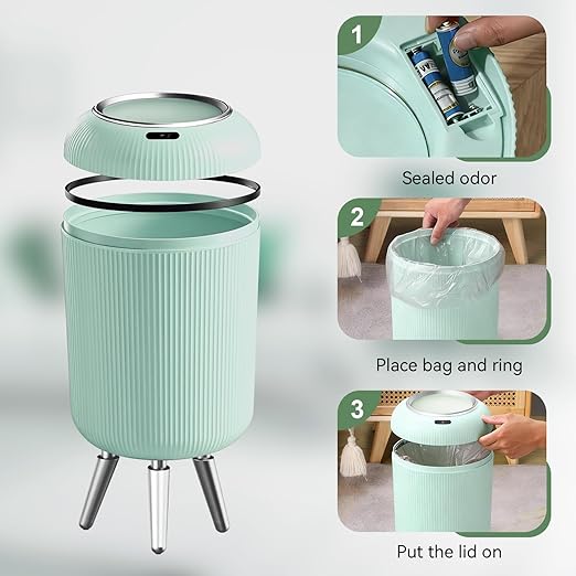 Automatic Motion Sensor Bathroom Trash Can Touchless,3 Gallon/11L Smart Garbage Bin,Mini Trash Can with Removable Legs for Toilet,Kitchen,Bedroom,Office,Smart Plastic Electric Garbage Cans-Blue
