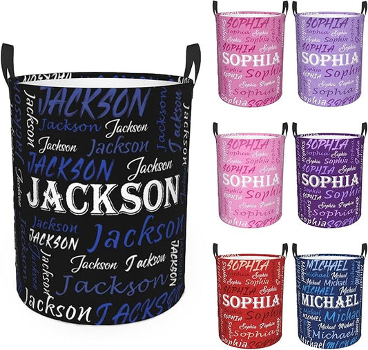 Custom Name Laundry Hamper, Personalized Laundry Basket with Name for Baby Boys Girls, Customized Collapsible Dirty Clothes Hamper Storage with Handles for Bedroom Bathroom Dorm Room Decor