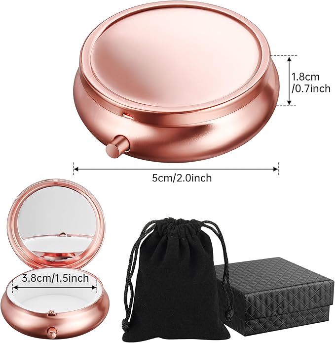 Mini Travel Jewelry Box with Built-In Mirror, Ultra-Portable Jewelry Holder for Rings, Necklaces, Earrings, Pills, Tea Bags, Small Accessories, Press-to-Open Multifunctional Storage (Pink)