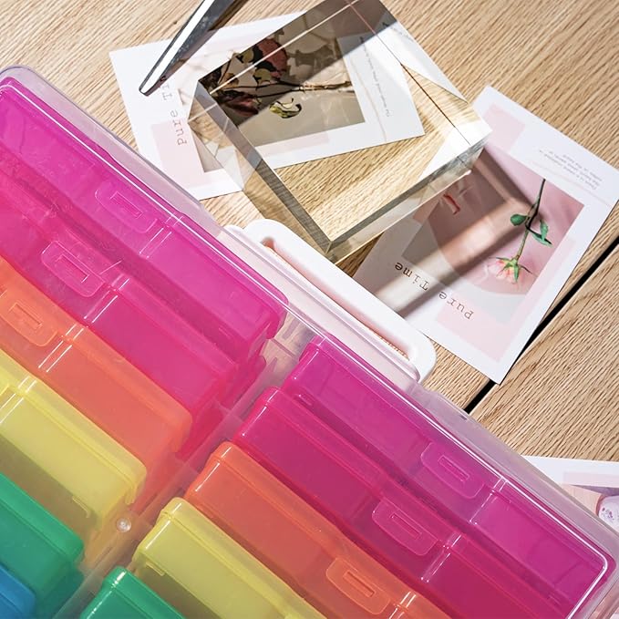 novelinks Transparent 4" x 6" Photo Cases and Clear Craft Keeper with Handle, 16 Inner Photo Organizers & Photo Storage Box, Plastic Photo Storage Containers (Color - 2Pack)