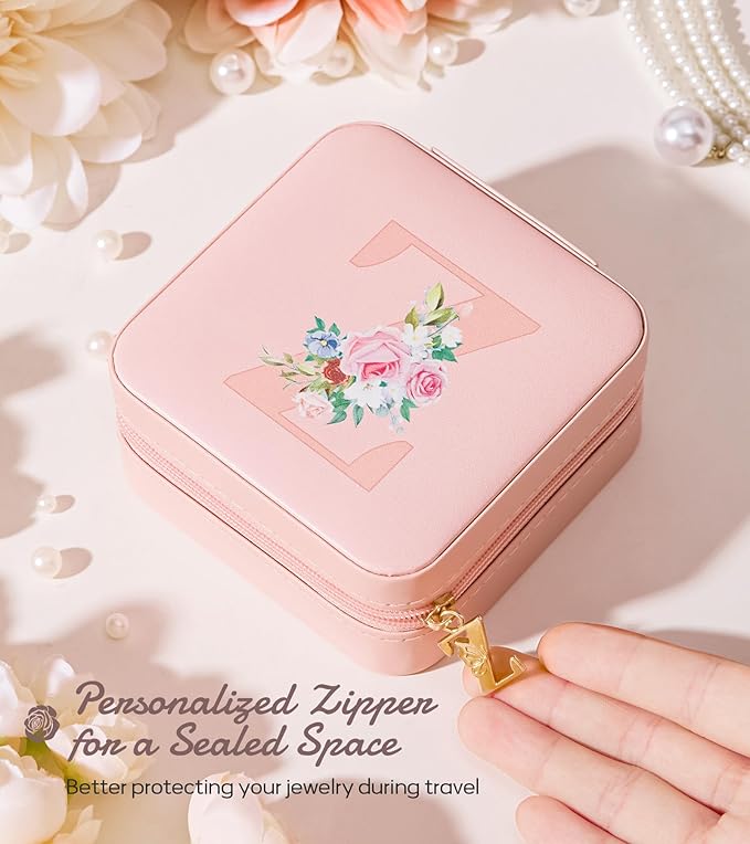 Enthralite Travel Jewelry Box for Girls: Traveling Jewelry Case Gift for Women - Mini Organizer for Necklaces Earrings Pink Z