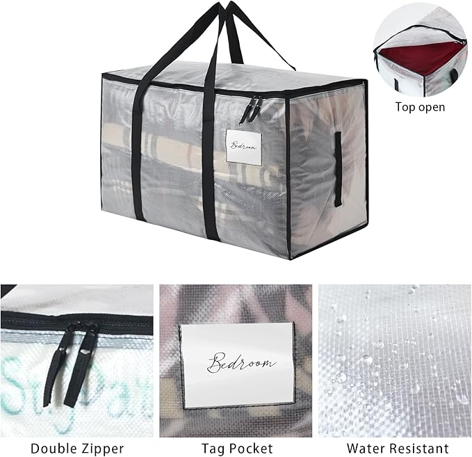 8 Pack Heavy Duty 93L (24.5 Gallon) Stackable Plastic Storage Bins with Lids, Clear Totes – For Home Organization and Storage, Sturdy and Reusable Alternative to Moving Bags