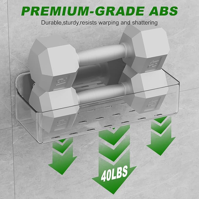 Adhesive Shower Caddy 6 Pack Rustproof Shower Shelves for Inside Shower No Drilling Bathroom Organizers and Storage & Home Décor & Kitchen Large Rack with Soap Holder Clear (clear)