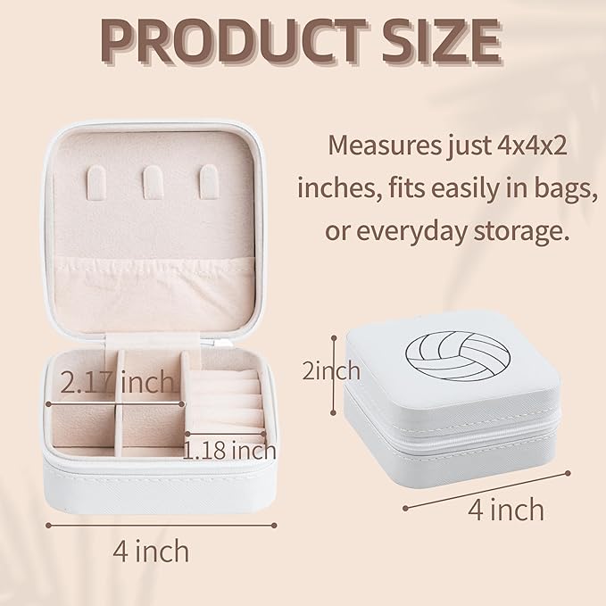 6-Pack Volleyball Portable Jewelry Box for Team Travel White Sport Jewelry Case Bulk Gifts for Volleyball Team Athletes & Sports Enthusiasts Christmas Events & Milestones