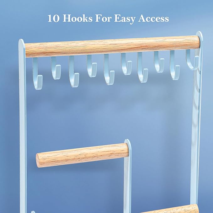 ProCase Cute Jewelry Stand, Aesthetic Jewelry Organizer for Dresser Vanity, Jewelry Holder Display for Necklaces Earrings, Gifts for Teen Girls Women, Bedroom Dorm Decor -Medium, Blue