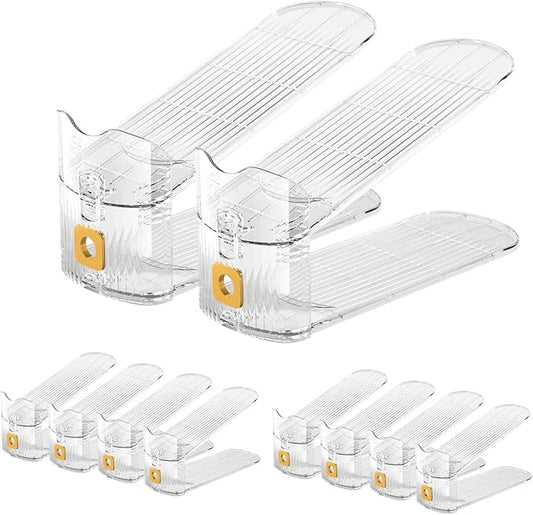 CiBiZi Shoe Slots Organizer Clear 10Pack Adjustable Shoe Stacker for Closet Organization Double Layer Shoe Rack Holder Space Saver Shoe Storage Organizer Zapatero Organizador