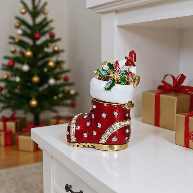 Christmas Jewelry Box with Rhinestone Decoration(Boot)