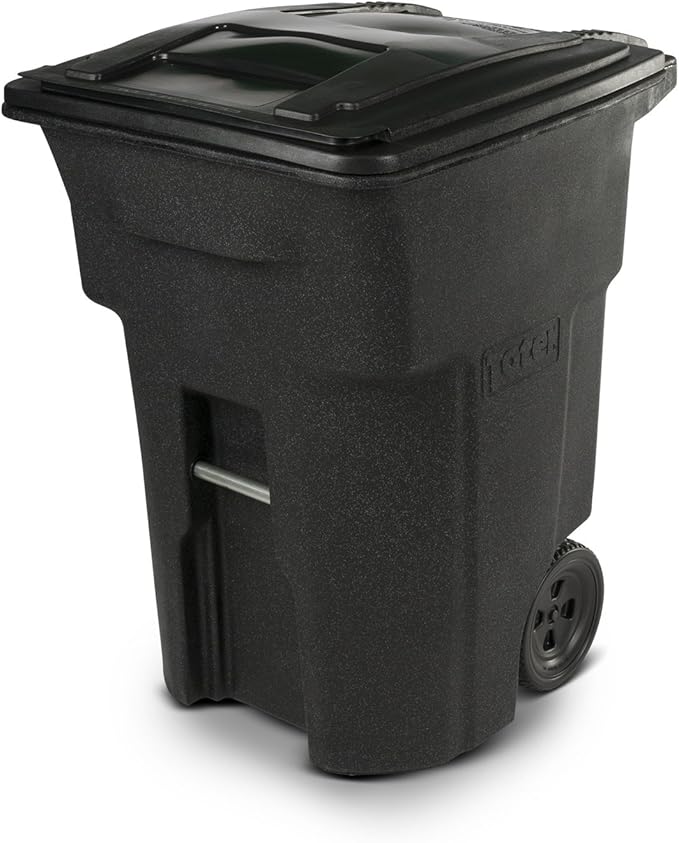 Toter 79296-R1209 96 Gallon Blackstone Trash Can with Wheels and Attached Lid