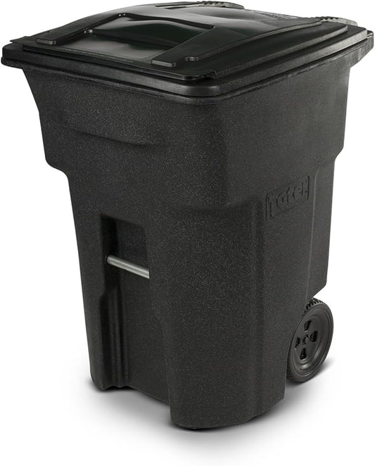 Toter 79296-R1209 96 Gallon Blackstone Trash Can with Wheels and Attached Lid