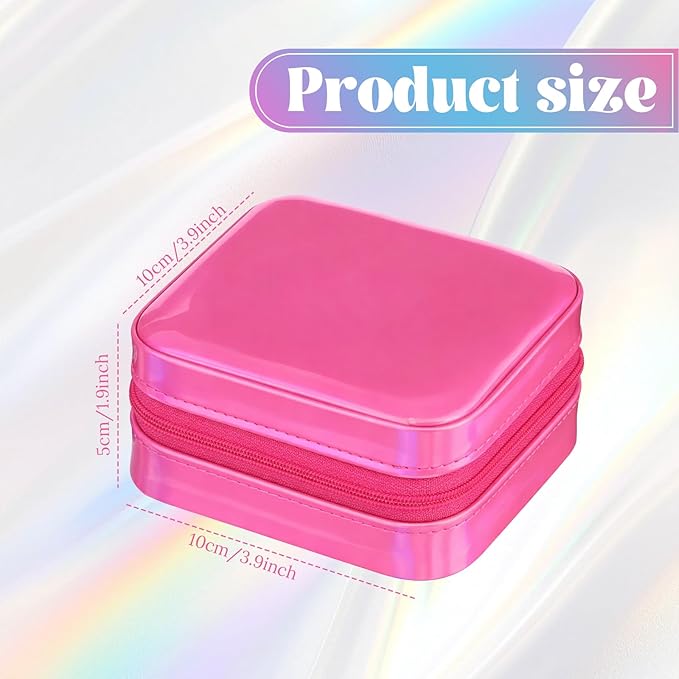 Nosiny 2 Pack Travel Jewelry Case with Mirror Small Laser Jewelry Box Organizer Gifts for Mother's Day Women Rings Earrings(Rose Red and Dark Blue)