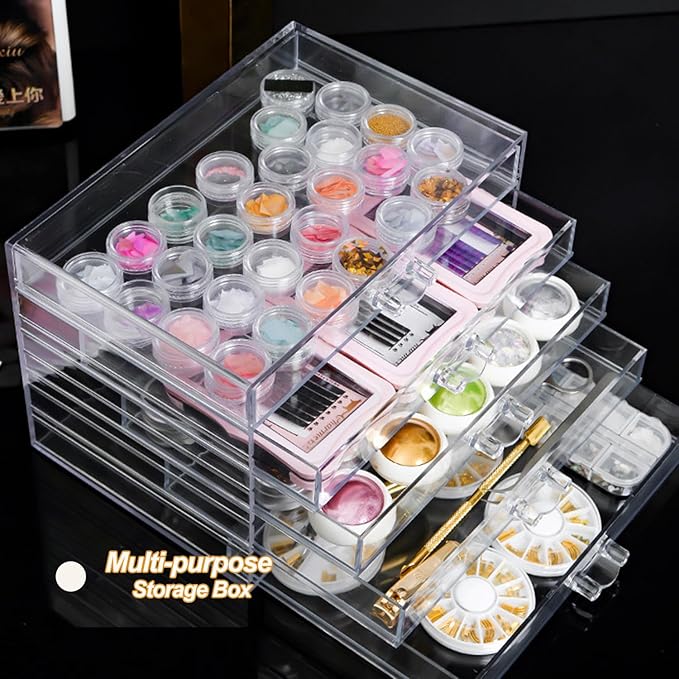 YUFONG Earring Storage Box Organizer 5 Drawers Jewelry Organizer Acrylic Jewelry Storage Box Holder Compartment Transparent Display Storage Case Gift for Women Girls (5 Grids)