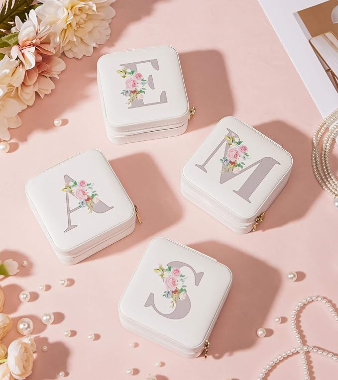 Enthralite Travel Jewelry Box for Girls: Traveling Jewelry Case Gift for Women - Mini Organizer for Necklaces Earrings White S