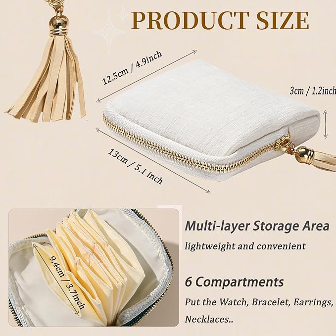 Travel Jewelry Organizer Bag Small Jewelry Holder Case with Tassel Zipper for Vacation Business Trip, Velvet Necklace Earrings Bangles Storage Box for Women Girls