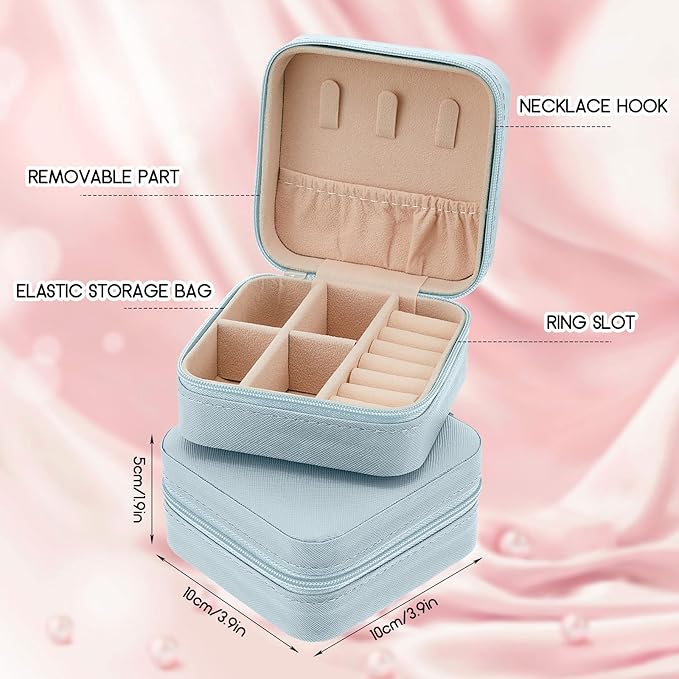 Taiyin Travel Jewelry Case, Bridesmaid Gifts Mini Jewelry Organizer, PU Leather Portable Earring Box for Women Girls