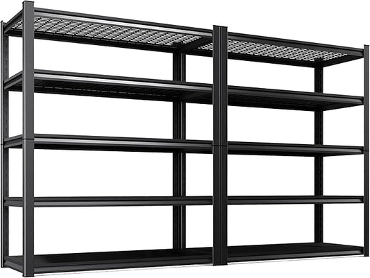2Pack-78 ''H Storage Shelves, 46‘’W Garage Shelving, Adjustable Garage Shelves, 3000lbs Heavy Duty Shelving ,5 Tier Garage Storage Shelves,Easy-To-Install Metal Shelf Storage Rack Shelving Unit
