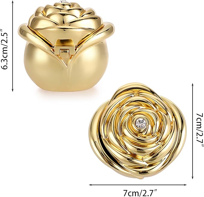 Hipiwe Rose Shape Vintage Jewelry Box - Gold Metal Trinket Organizer Small Jewelry Storage Holder Treasure Box Case Keepsake Box for Rings Earrings Necklace Gift for Women, Large