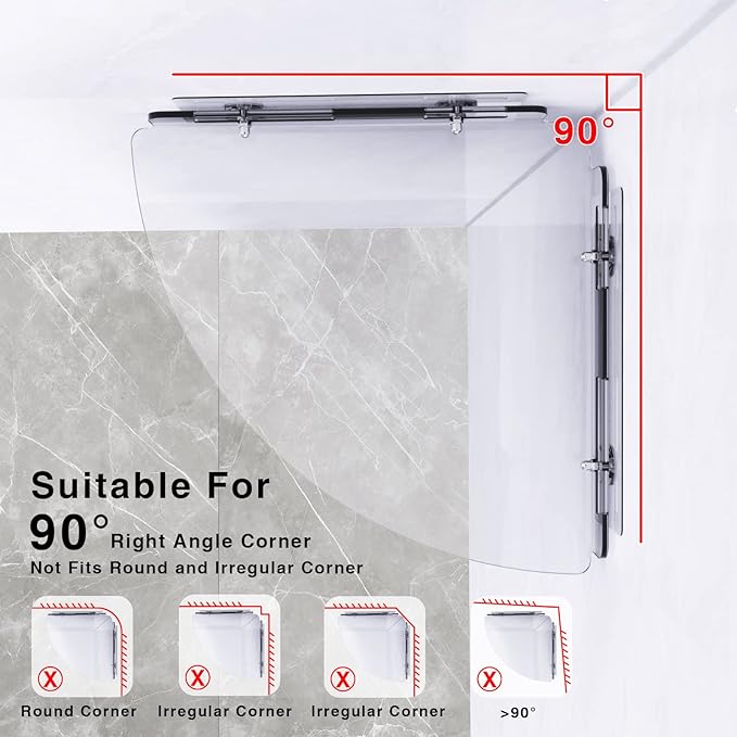 Bakzon Acrylic Corner Shelves, 2 Pack Adhesive Shower Caddy Organizer for Tile Walls, Wall Mounted Clear Bathroom Shelves for Inside Shower & Kitchen Storage