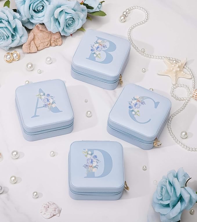 Enthralite Travel Jewelry Box for Gift: Traveling Jewelry Case for Girls Women - Mini Organizer for Necklaces Earrings Blue K