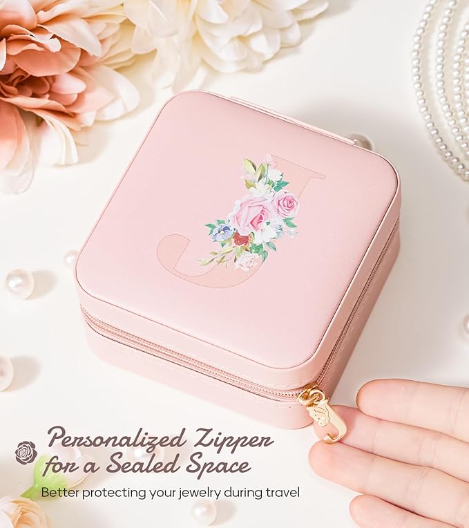 Enthralite Travel Jewelry Box for Girls: Traveling Jewelry Case Gift for Women - Mini Organizer for Necklaces Earrings Pink J