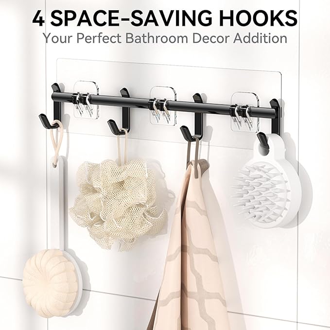 YASONIC Shower Caddy 6 Pack Rustproof Shower Organizer, Large Capacity Shower Shelves for Inside Shower, Bathroom Organizers and Storage with Soap Holder and 12 Hooks, Adhesive Shower Storage