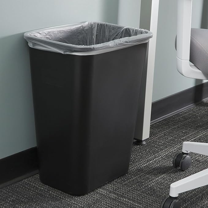 COASTWIDE Professional Indoor Trash Can Without Lid, Black Soft Molded Plastic, 10.25 Gallon