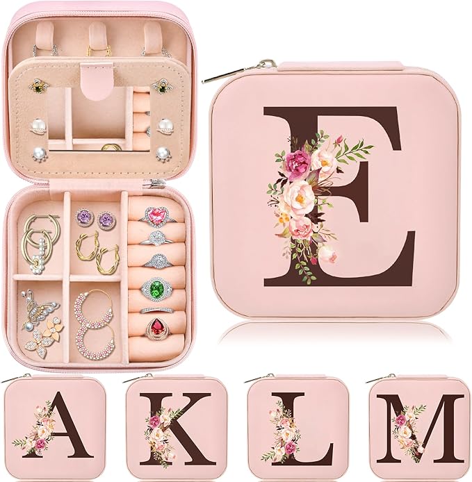 Inngeroo Mothers Day Mom Gifts from Daughter Son, Travel Jewelry Case Box Organizer Personalized Gifts for Mom Wife Women, Gift for Friend Sister Grandma Aunt, pink