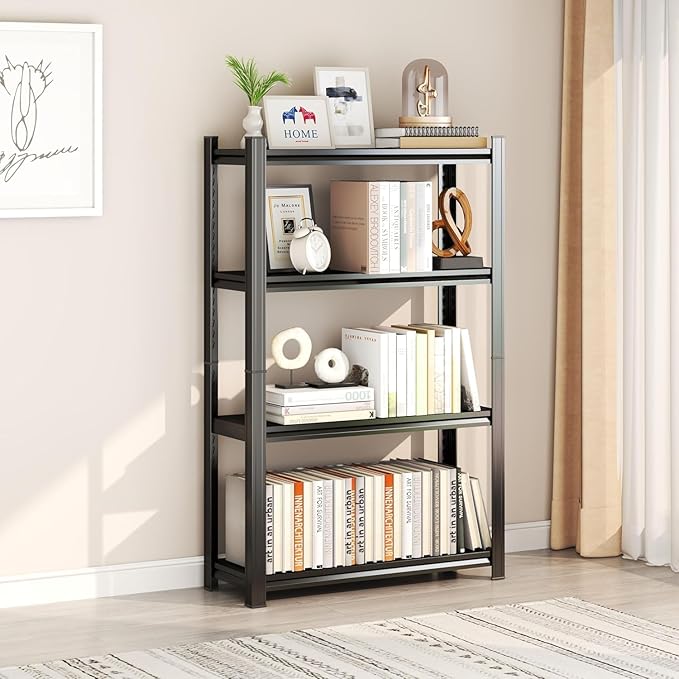 4-Tier Garage Shelving, 16''W*12''D*44''H Metal Storage Shelf ，2-in-1 Adjustable 3020 lbs Heavy Duty Unit Shelves, Upgraded Reinforced Double-Layer Columns for Basement Kitchen Pantry Rack