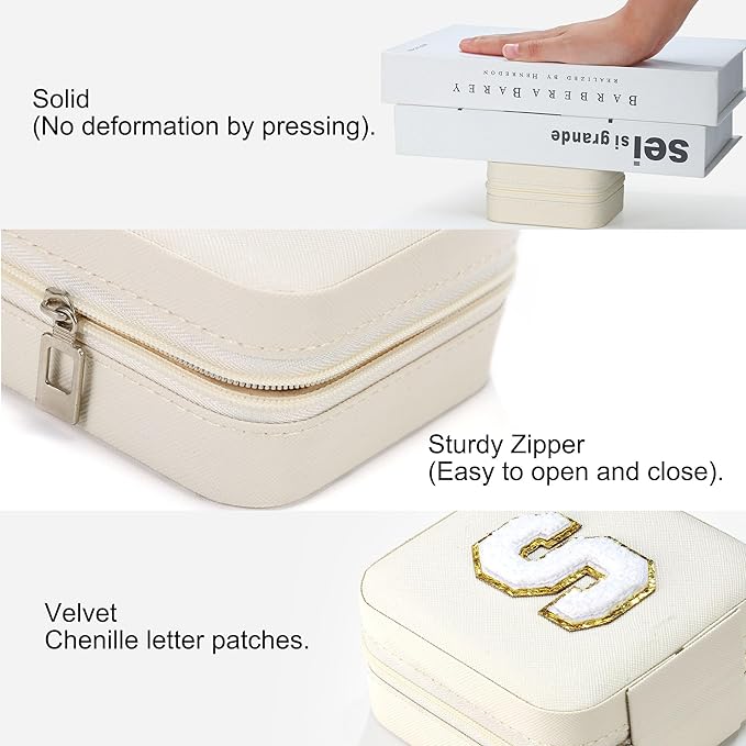 Parima Gift for Women - Personalized Birthday Gift for Woman Her, Travel Gifts, Small Gifts, Cute Travel Jewelry Cases Small Jewelry Box | Letter K, White