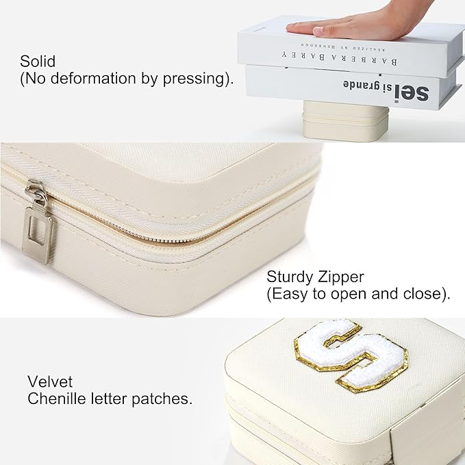 Parima Small Jewelry Box for Girls, Initial Jewelry Boxes for Girls | Small Jewelry Organizer | Travel Jewelry Case -Initial H -White
