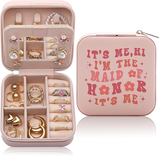 Maid of Honor Gift from Bride, Bridesmaids Proposal Gifts, Bachelorette Party Gift for Maid of Honor, Wedding Gifts for Bridesmaid Travel Jewelry Box