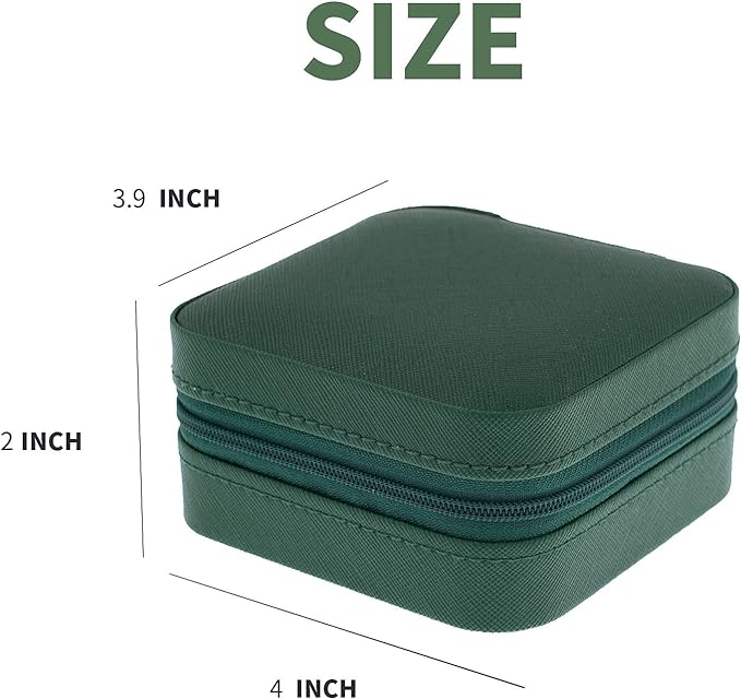 KElofoN Travel jewelry case Travel jewelry box Travel Jewelry Organizer Small box Gift for Girls Women with Mirror(Green)