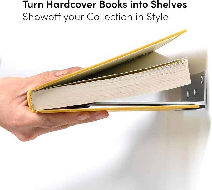 xympo Floating Invisible Bookshelf Wall Mounted (Set of 4) - Aluminum - Turn Books into Floating Shelves