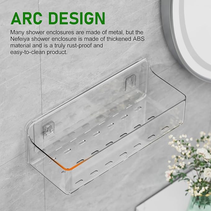 Adhesive Shower Caddy 6 Pack Rustproof Shower Shelves for Inside Shower No Drilling Bathroom Organizers and Storage & Home Décor & Kitchen Large Rack with Soap Holder Clear (clear)