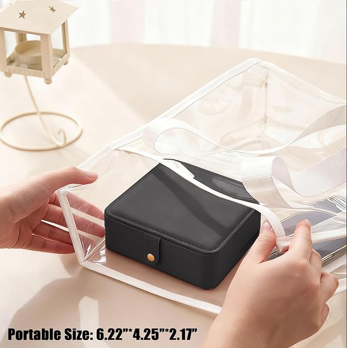 QBestry All-in-One Travel Jewelry Organizer for Women Black | Small Jewelry Box with 68 Earring Holes | Compact Portable Jewelry Case for Earrings, Rings, Necklaces | Perfect Gifts for Mom Wife Girls