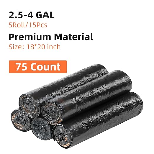funest Trash Bags, 4 Gallon Small Drawstring Garbage Bags 75 Counts, Thick Plastic Wastebasket Liners for Bathroom Toilet Office Bedroom