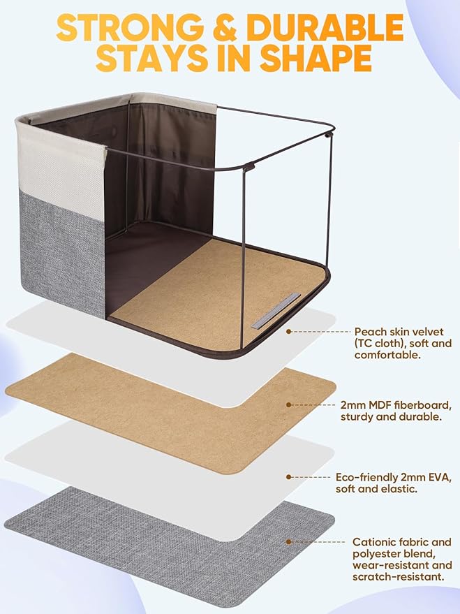 BALEINE 1 Pack Fabric Closet Storage Bins for Shelves, Linen Closet Organizers and Storage, Decorative Baskets for Organizing, Shelf, Clothes, Home, Office (Grey, 14''x10''x8.5'')