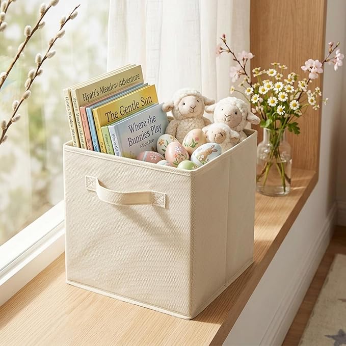 ShellKingdom Storage Bins, Foldable Fabric Storage Cubes And Cloth Storage Organizer Drawer For Closet And Toys Storage,2 Pack (Beige)