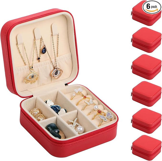 17Dec 6-Pack Small Travel Jewelry Case Organizer,Mini Travel Essentials for Women,Bridesmaid Gifts Birthday Gifts for Women,Small Jewelry Box for Girls 8-12