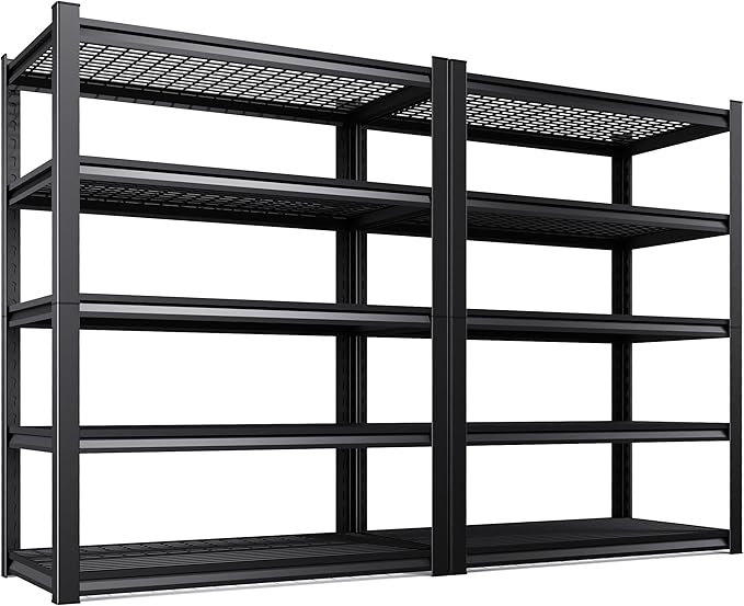 2 Pack Storage Shelves, 2500lbs Garage Shelving,Adjustable Heavy Duty Shelving Unit,5T Tall Garage Shelves，Metal Standing Shelf Units,Utility Rack For Kitchen Warehouse Industrial Basement 72*36*16