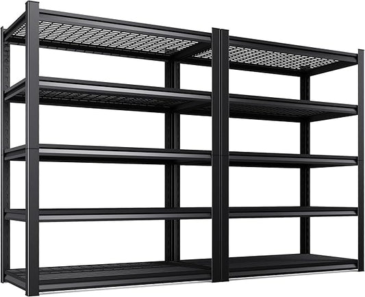 2 Pack Storage Shelves, 2500lbs Garage Shelving,Adjustable Heavy Duty Shelving Unit,5T Tall Garage Shelves，Metal Standing Shelf Units,Utility Rack For Kitchen Warehouse Industrial Basement 72*36*16
