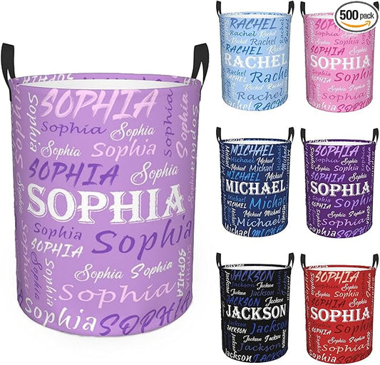 Custom Name Laundry Hamper, Personalized Laundry Basket with Name for Baby Boys Girls, Customized Collapsible Dirty Clothes Hamper Storage with Handles for Bedroom Bathroom Dorm Room Decor